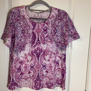 Women's Short Sleeve T Shirt Pink Purple Top Crew Neck